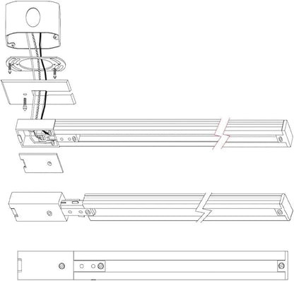 WAC Lighting H Track 120V Live End Power Feed Connector to Power Track from Either End for H Style 3-Wire Track Systems in Brushed Nickel