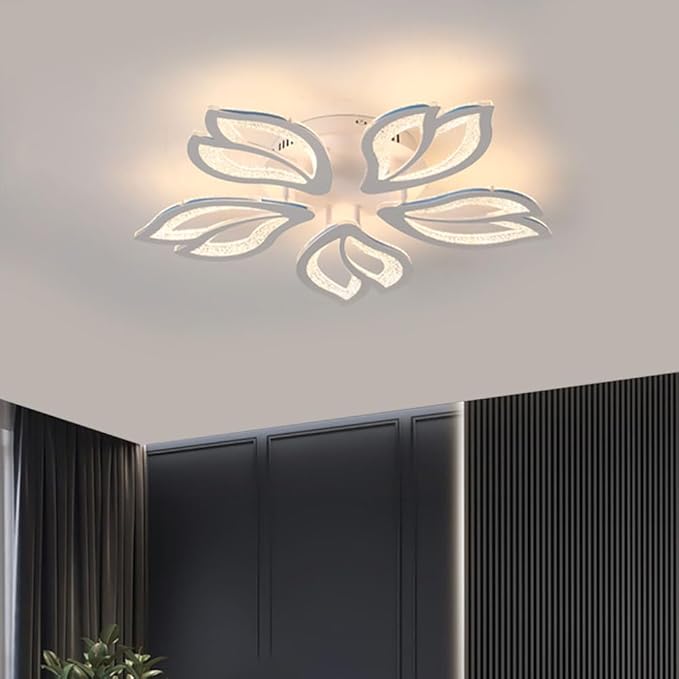 Modern LED Ceiling Light 23.6in with Remote Control 5-Leaf Ceiling Lamp for Bedroom Living Room Dining Room Office Kitchen Nursery School