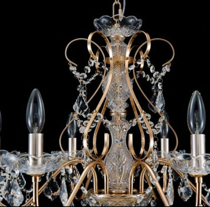 Saint Mossi 6 Light Crystal Chandelier Light Fixture Modern Chandelier Crystal Lighting, French Gold Crystal Raindrop Chandelier for Dining Room,Bedroom,Living Room, H23 x D24
