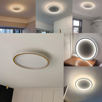 Dimmable LED Ceiling Light Fixture Flush Mount,16 inch Modern Round Recessed Ceiling Lamp with APP Adjustment,Black 44W Close to Ceiling Lighting Living Room Bedroom,3000K-6000K