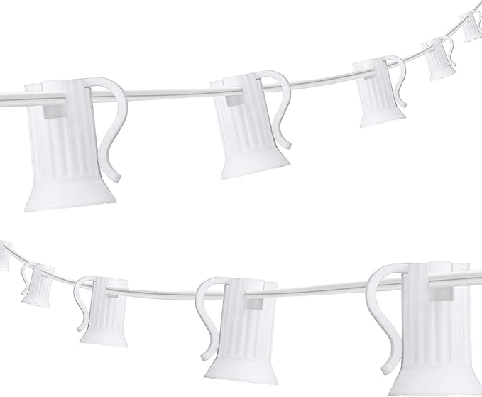 25FT C7 Light String Christmas Stringer, E12 Christmas Sockets 12" Spacing, C7 Stringer Set Green Outdoor String Light for Wedding Patio Event Lighting Decor, White Wire
