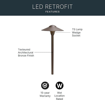 Kichler 8" Outdoor LED Path Light in Textured Architectural Bronze , 12V Adjustable Exterior Dome Light, (8.25" W x 21" H), 15310AZT