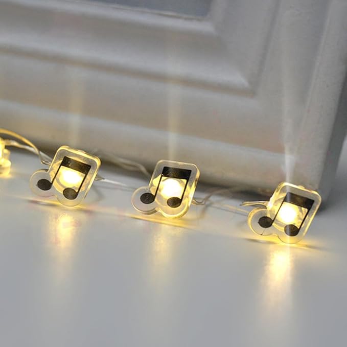 GUOCHENG 16FT 50LEDs Music Note String Lights, Music Stave Fairy Light 3AA Batteries Operated Decorative Light Strings, Musical Starry Lights for Indoor Outdoor(1 Pack)