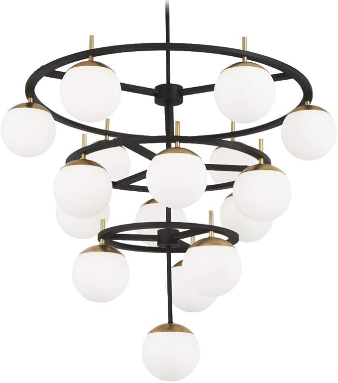 GEORGE KOVACS P1359-618 Alluria 16 Light Chandelier, Weathered Black W/Autumn Gold