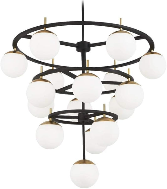GEORGE KOVACS P1359-618 Alluria 16 Light Chandelier, Weathered Black W/Autumn Gold
