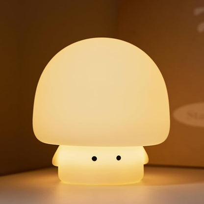 YEEFIGRO Cute Baby Night Light for Kids,Rechargeable Dimmable Silicone Nursery Toddler Mushroom Nightlight,Squishy Bedside Lamp for Night Stands,Fun Decor for Children,Mother's Day Gift(White)
