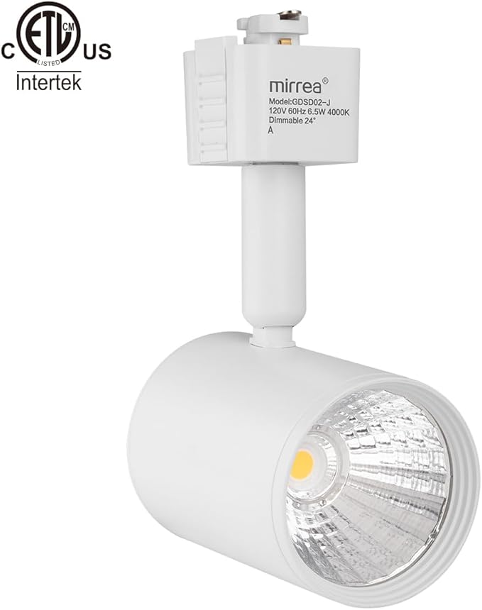 mirrea LED Track Lighting Heads Compatible with Single Circuit J Type Track Lighting Rail Ceiling Spotlight for Accent Task Wall Art Exhibition Lighting 6.5W 24° White Pack of 6 (4000K Neutral White)