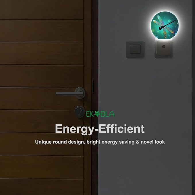 EKOBLA Dragonfly Plug-in Night Light, Fantasy Green Insect LED Nightlight for Kids, 0.5W for Stairway, Hallway & Bedroom