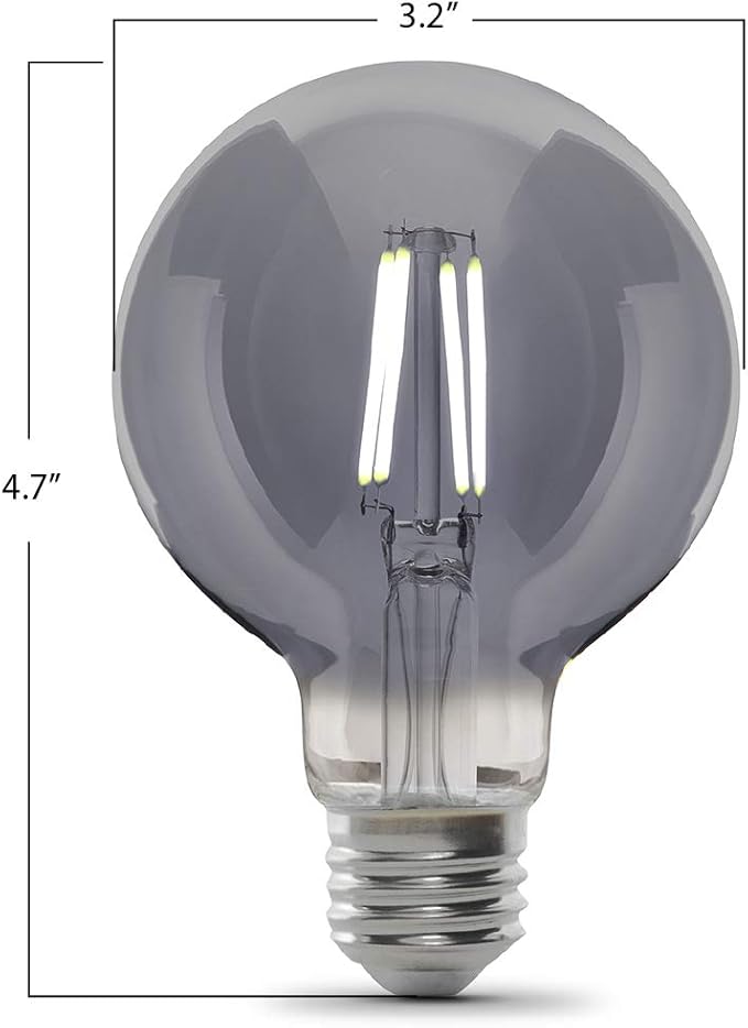 Feit Electric Vintage Exposed Filament Smoke Glass LED G25 with a Medium E26 Base Light Bulb - 60W Equivalent - 10 Year Life - 150 Lumen - 5000K Daylight - Dimmable | Original Vintage