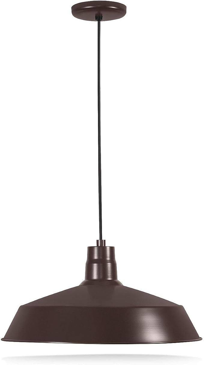 17-inch Architectural Bronze Pendant Barn Light Fixture with 10ft Adjustable Cord, Ceiling-Mounted Vintage Hanging Light Fixture for Indoor Use, 120V Hardwire, E26 Base LED Compatible, UL Listed