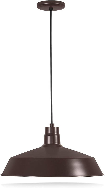 17-inch Architectural Bronze Pendant Barn Light Fixture with 10ft Adjustable Cord, Ceiling-Mounted Vintage Hanging Light Fixture for Indoor Use, 120V Hardwire, E26 Base LED Compatible, UL Listed