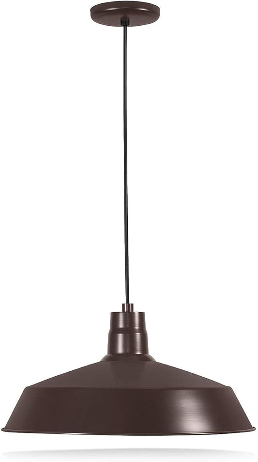 17-inch Architectural Bronze Pendant Barn Light Fixture with 10ft Adjustable Cord, Ceiling-Mounted Vintage Hanging Light Fixture for Indoor Use, 120V Hardwire, E26 Base LED Compatible, UL Listed
