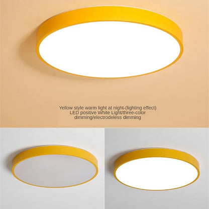 LED Ceiling Light Fixture,12 Inch Modern Round Recessed Ceiling Lights, Dimmable Light,Yellow 18W Close to Ceiling Lighting Flush Mount Living Room Bedroom,3000K-6000K