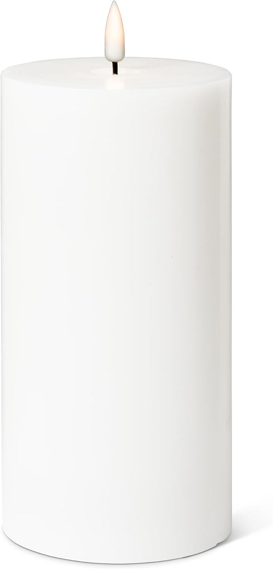 Abbott Collection Wax LED Flameless Pillar Candle - White (4x8 H)