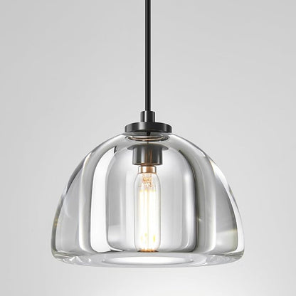 Crystal Pendant Light Kitchen Island: 7" Vintage Brass Hanging Lights above Dining Table - Modern K9 Crystals Lighting over Kitchen Sink - Luxury Black Hemispher Pendants Light Fixtures Bulbs Included