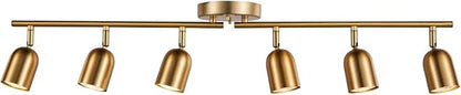 6 Light Track Lighting Kit, Matt Brass Finish Adjustable with Moden Flush Mount Ceiling Spotlight for Kitchen,Living Room,Home Improvement (6L)