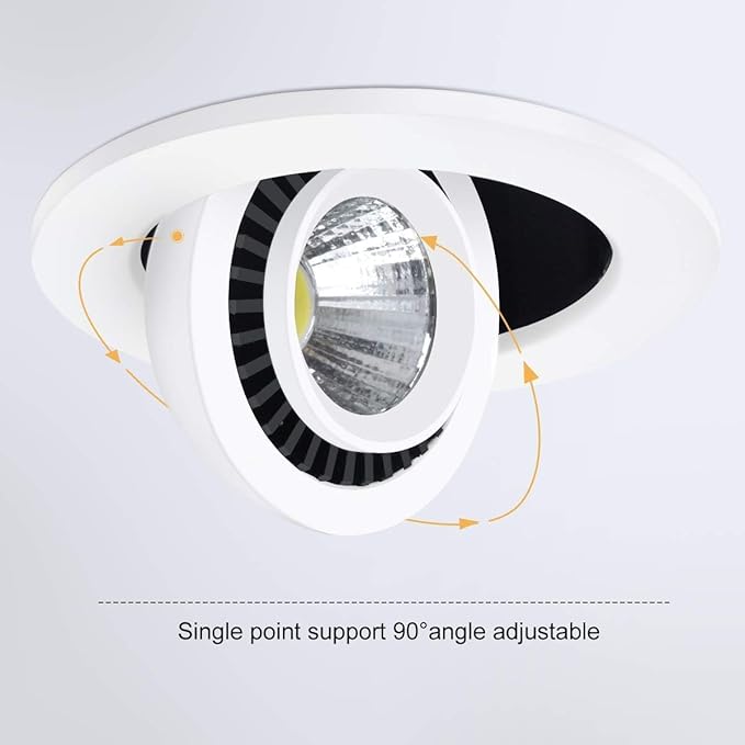 3.5 Inch Eyeball Gimbal LED Recessed Lighting Dimmable Downlight, 7W (70W Halogen Equivalent) Adjustable Spotlight, 2700K Ultra Warm White, CRI80, Ceiling Light with LED Driver (4 Pack)