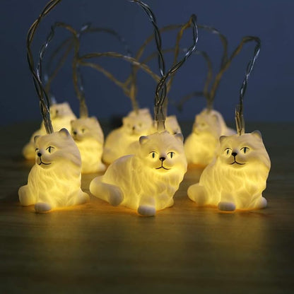 Persian Cat String Lights,5ft/1.5M 10 LEDs Battery Powered Cute Animal String Lights for Home Party,Children Bedroom,Children Room,Library or Any Kids Party Decoration.