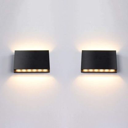 FUDESY LED Wall Sconce, Black Plastic Modern Wall Light Fixtures, Indoor Outdoor Up and Down Wall Lighting for Living Room Bedroom Hallway Corridors, 3000K, Warm White, 2-Pack
