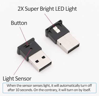 AOZITA Mini USB LED RGB Light Brightness Adjustable 8 Color Changeable for Car, Laptop, Keyboard. Atmosphere Smart Night Lamp for Home Decoration (DC : 5V) (Quantity: 4)