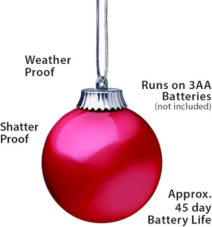 Xodus Innovations WP580-3 Outdoor LED Ornament, Battery Powered Pulsing Globe Sphere Lights with Dusk Sensor (Pack of 3) (Red)