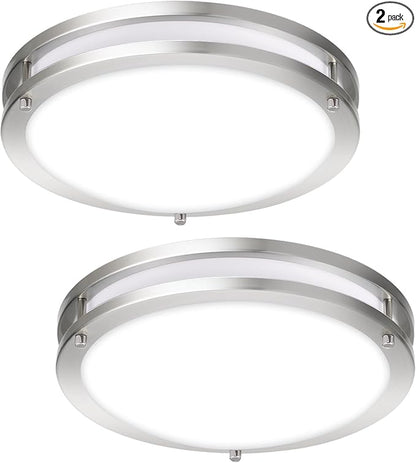 16IN Double Ring Flush Mount Ceiling Lights, 24W, 1900LM,with 5CCT 2700K-5000K Adjustable, Dimmable LED Ceiling Light Fixtures for Hallway, Bedroom, Kitchen, ETL Listed - 2PK