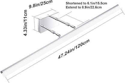 Aipsun 48 inch LED Vanity Lights Adjustable Bathroom Wall Light Fixtures Bathroom Lighting Fixture Over Mirror Chrome Modern Vanity Lighting 5500K