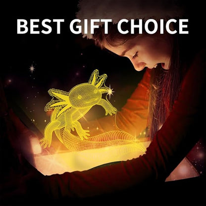 BASSI Axolotl Gifts 3D Axolotl Night Light 3D Illusion Lamp, 16 Colors Changing with Remote Kids Bedroom Decor, Birthday for Boys Girls