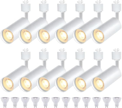 12PCS LED White Track Lighting Heads (No Track Rails) with Replaceable GU10 Bulbs, 3000K Warm White Ceiling Spotlight Fixtures for Accent Lighting for Home, Store, Moblie Cart and Office