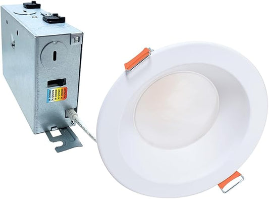 HALO LCR 6 in Canless LED Downlight, 23W, Regressed Outdoor Lighting with 6 Selectable CCT 2700K-6500K, Dimmable, 2000 Lumens, IC Rated, Wet Location, Matte White Finish - LCR615RD9FSE020