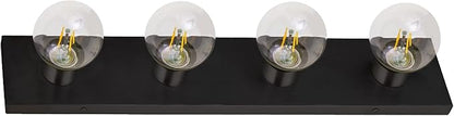Design House Vanity Lights, 4 Linear Lights, Dimmable, Horizontal or Vertical Use, Uses (4) 60W Bulbs, for Bathroom/Makeup Vanity, Matte Black, 24.0. in. L x 4.33 in. H x 2.0 in. D, 588574-BLK