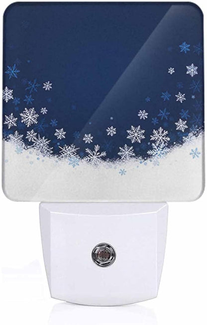 Snowflakes Night Light Plug-into Wall Merry Christmas A Snowy Winter Nightlight Lamp with Dusk to Dawn Sensor, Led Lamp 0.5W Energy Efficient for Home Decor