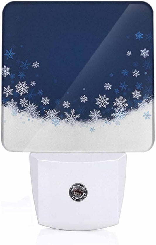 Snowflakes Night Light Plug-into Wall Merry Christmas A Snowy Winter Nightlight Lamp with Dusk to Dawn Sensor, Led Lamp 0.5W Energy Efficient for Home Decor