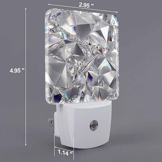 Crystal Night Light Abstract 3D Clear Texture 0.5W Night Lights Auto LED Lamp Energy Saving Square Lights for Room Bedroom Bathroom