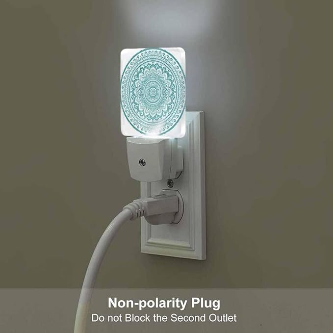 Datura Flower Night Light Blue Green Vintage Style LED Night Lights Plug into Wall for Stairway Hallway Bedroom 0.5W Nightlight