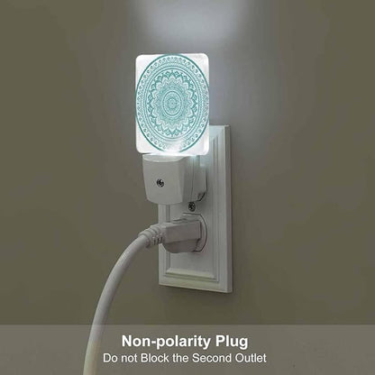 Datura Flower Night Light Blue Green Vintage Style LED Night Lights Plug into Wall for Stairway Hallway Bedroom 0.5W Nightlight