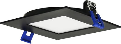 Sunlite 87805 LED 4-Inch Recessed Slim Downlight Fixture, 12 Watts (65W=), 700 Lumens, Indoor & Outdoor, Color Selectable 27K/30K/35K/40K/50K, 90 CRI, 120V, Dimmable, ETL Listed, Matte Black, 1 Pack