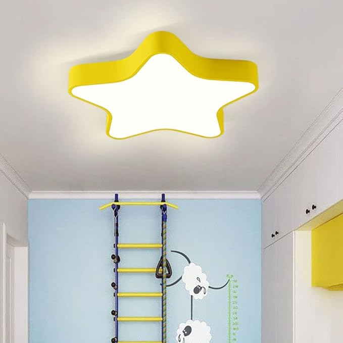 LED Ceiling Light Fixture, Modern Pentagram Recessed Ceiling Lights, 3000K-6000K Dimmable Light, Close to Lighting Flush Mount Living Room Pendant Lamps (Yellow, 16inch)