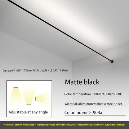 DIY Length Ceiling Light Steel Skylight Strip Linear Wall Lamp Skyline For Home Decoration Bar Villa Aisle LED Light Cutting Slim Wall Sconce 360 Degree Ceiling Floor Lighting,3000K Black 315Inch