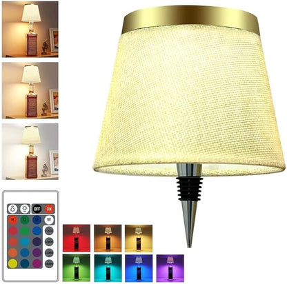 Wireless Bottle Lamp,Small Bedside Table Lamp,RGB LED Bottle Light with Remote Dimmable(RGB Gold, 1pc)