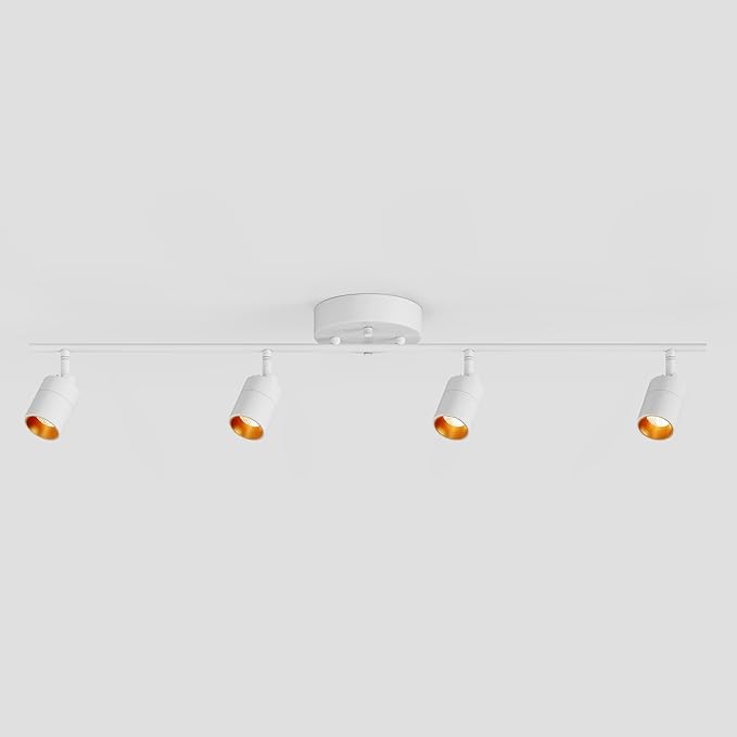 Shura White 4-Light 5CCT Track Light with Rotatable Heads, 5 Color Selectable, Integrated LED Bulbs, 3 ft Track Light Kit, 3000K, 1820 Lumen