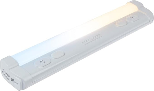 Enbrighten 12 inch Plug-in Under Cabinet Lights, 855 Lumens, Five White Settings from (2700K-6500K), Full Range Dimmable, One-Touch Sync Control, Linkable Under Counter Lights for Kitchen 82783-T1