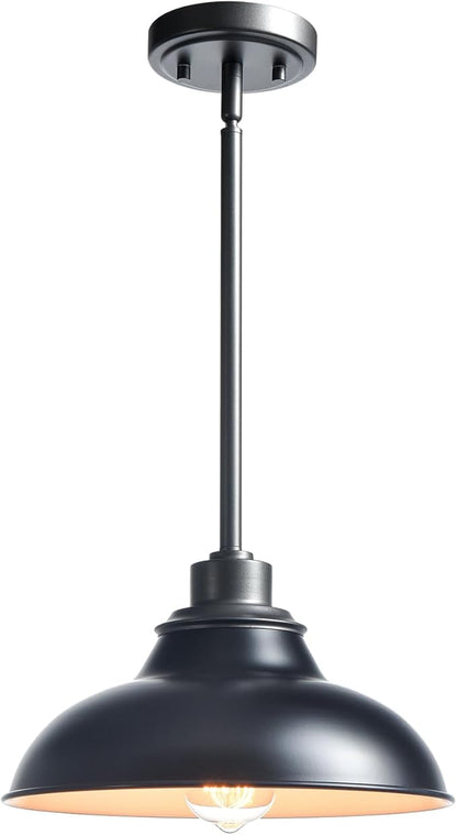 Farmhouse Pendant Light Fixture Black Pendant Lights Kitchen Island Modern for Dinning Room Bedroom Entryway Metal Rod