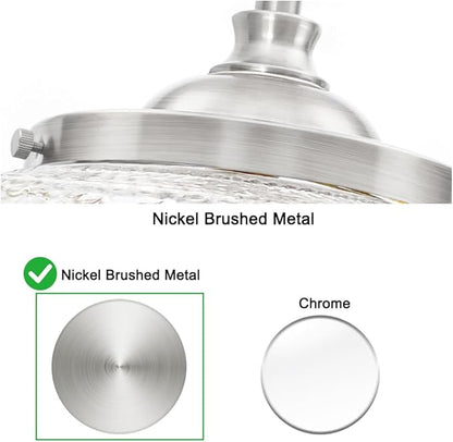 Brushed Nickel Pendant Light with Clear Glass Lampshade, 3-Light Adjustable Pendant Lights Kitchen Island, Vintage Kitchen Pendant Light Ceiling Hanging Lights for Dining Room Hallway Bathroom, E12*3