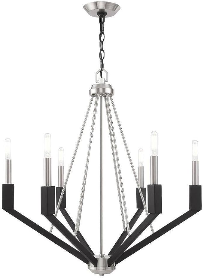 Livex Lighting 6 Lt Brushed Nickel & Black Chandelier