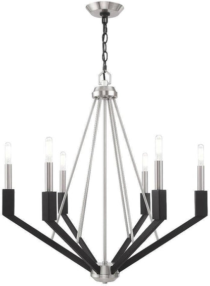 Livex Lighting 6 Lt Brushed Nickel & Black Chandelier