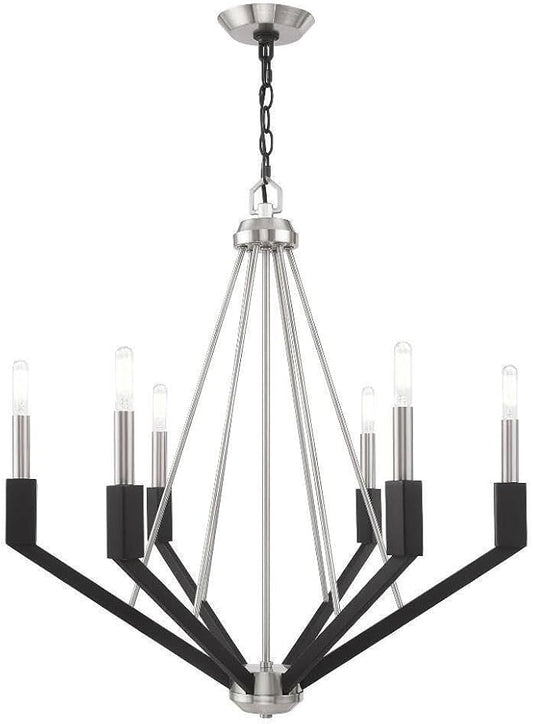 Livex Lighting 6 Lt Brushed Nickel & Black Chandelier