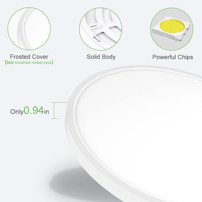 LightingWill 24 Inch LED Flush Mount Ceiling Light Fixture, 5000K Daylight White, 5600LM, 45W, Flat Modern Round Lighting Fixture, 400W Equivalent White Ceiling Lamp for Kitchens, Bedrooms.etc.