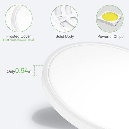 LightingWill 24 Inch LED Flush Mount Ceiling Light Fixture, 2800K Warm White, 5600LM, 45W, Flat Modern Round Lighting Fixture, 400W Equivalent White Ceiling Lamp for Kitchens, Bedrooms.etc.