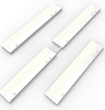 24 Inch Under Cabinet Lighting Plug in, 14W 120V 3 Color 3000K/4000K/5000K, 3 Brightness, Super Bright, Ultra Thin Under Counter Lights for Kitchen, Linkable LED Cabinet Light, White 4Pack